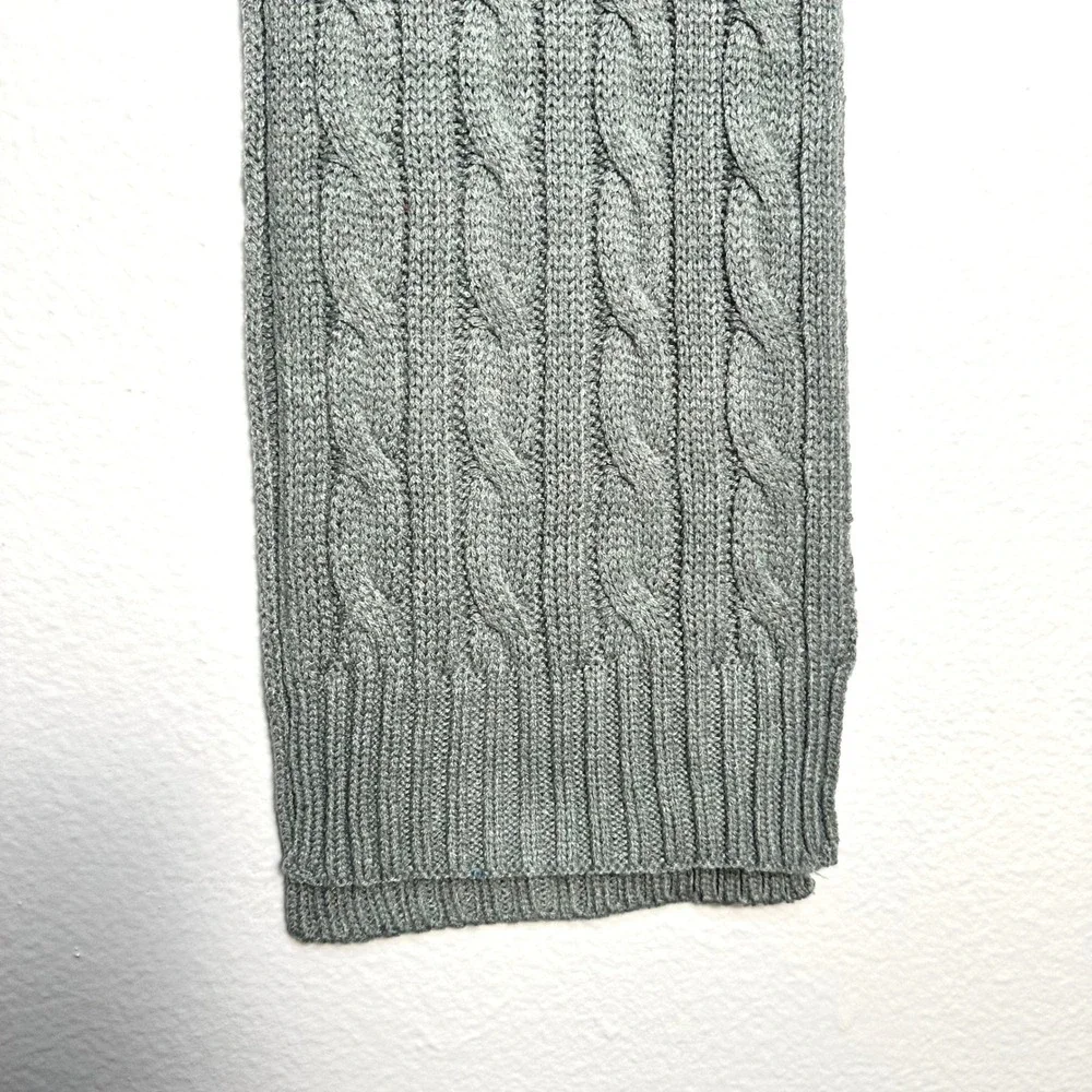 Polo Ralph Lauren Scarf Gray Cable Knit Red Pony Logo Mens Womens Accessory